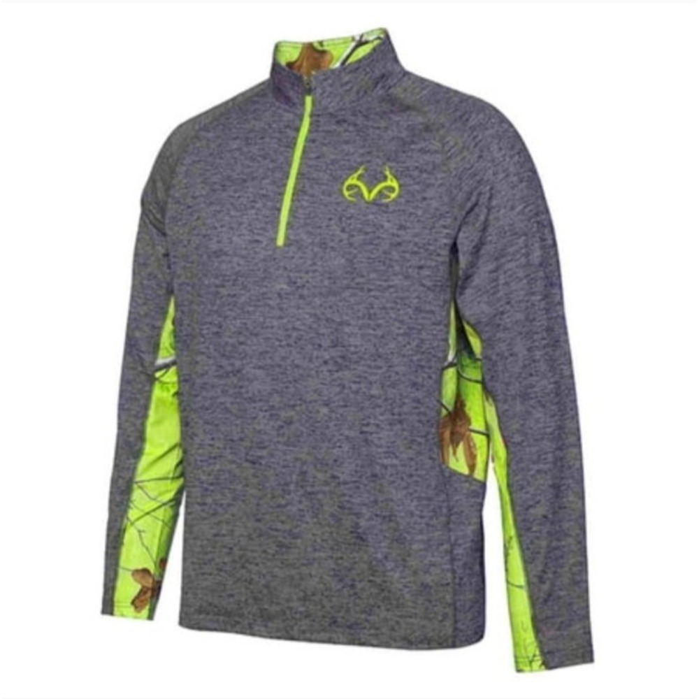 Realtree Colosseum Mens Gray Green Camo Pullover Windshirt L NEW RRUZ10528RN